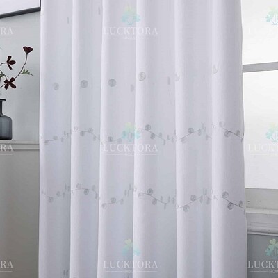 Κουρτίνα με Κρίκο Κέντημα 270Χ270 εκ. 6014-1 Λευκό