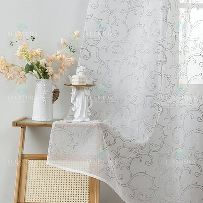 Κουρτίνα με Κρίκο 140Χ270 εκ. AD6013-3 Λευκό/Γκρι