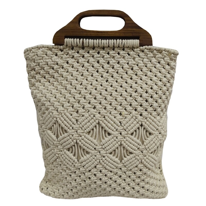 Τσάντα Macrame 40Χ35 εκ. Natural-Wooden - Komvos