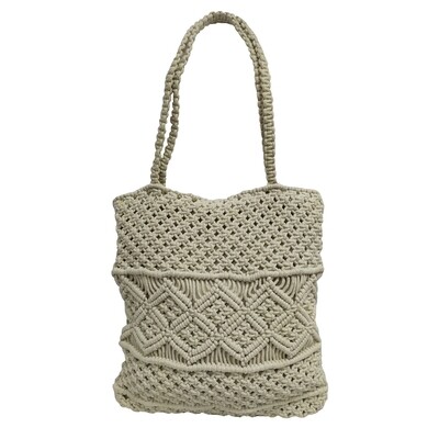 Τσάντα Macrame 40Χ35 εκ. Natural with Zip - Komvos