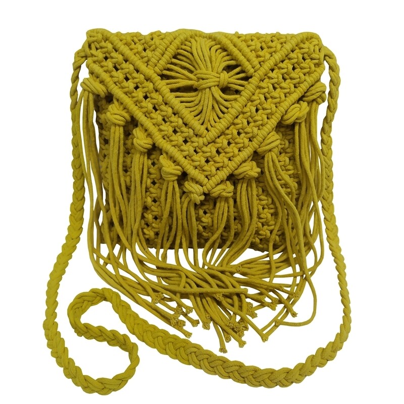 Τσάντα Macrame 25Χ20 εκ. Yellow - Komvos