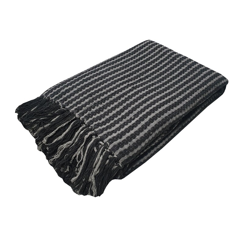 Ριχτάρι Μονοθέσιο Υφαντό Black-Light Gray - Komvos