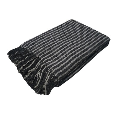 Ριχτάρι Μονοθέσιο Υφαντό Black-Light Gray - Komvos