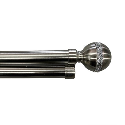 Κουρτινόξυλο Διπλό Χοντρό 160 εκ.-300 εκ. 28mm YZ2-28B Ασημί