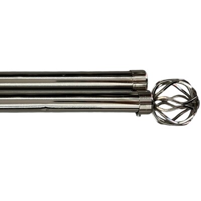 Κουρτινόξυλο Διπλό Χοντρό 160 εκ.-300 εκ. 28mm JX2-28B Ασημί