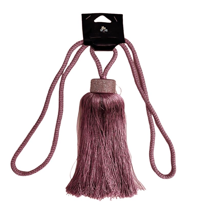 Δέστρα Κουρτίνας με Φούντα &amp; Στράς JQ - Ροζ