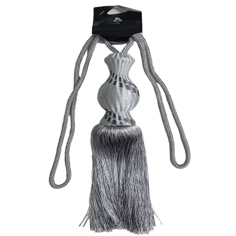 Δέστρα Κουρτίνας με Φούντα &amp; Σχέδιο DP - Γκρι Ανοιχτό