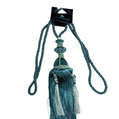 Δέστρα Κουρτίνας με Φούντα &amp; Σχέδιο Κόμπους FQ - Πετρόλ