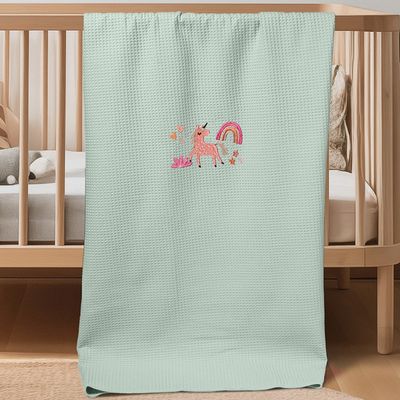 Κουβέρτα Πικέ Λίκνου Unicorn Green - Adam Home