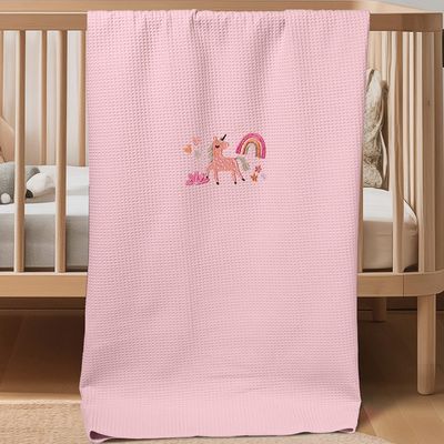 Κουβέρτα Πικέ Λίκνου Unicorn Pink - Adam Home