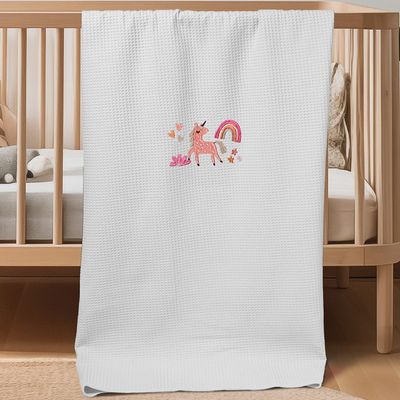 Κουβέρτα Πικέ Λίκνου Unicorn White - Adam Home