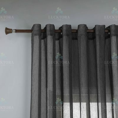 Κουρτίνα με Κρίκο Γάζα-Ριγέ 270Χ295 εκ. Α6037-18 Μαύρο