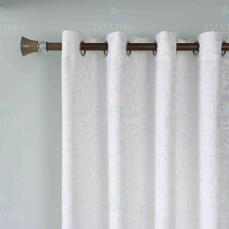 Κουρτίνα με Κρίκο Ζακάρ Φύλλα 140Χ280 εκ. AD6043-12 Λευκό