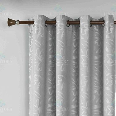 Κουρτίνα με Κρίκο Ζακάρ Φύλλα 140Χ280 εκ. AD6043-19 Ανοιχτό Γκρι