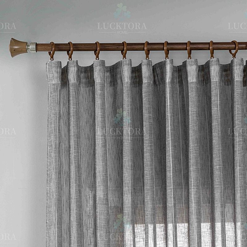 Κουρτίνα με Τρέσα Γάζα-Ριγέ 200Χ150 εκ. Κ6044-11 Γκρι