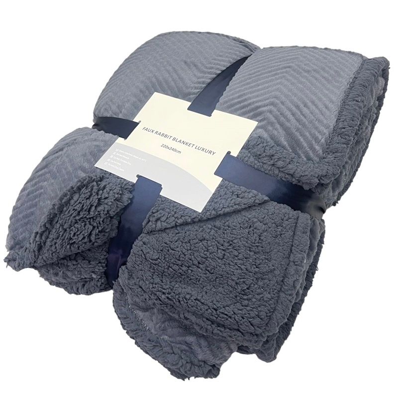 Κουβέρτα Υπέρδιπλη Velour-Sherpa 3kg DES 01 Σκούρο Γκρι
