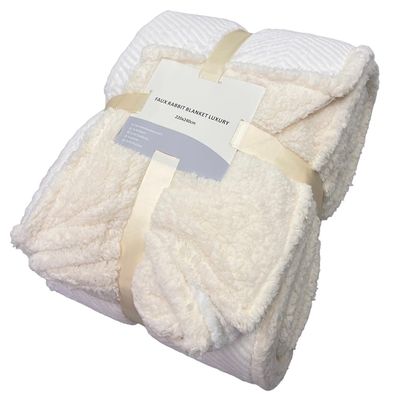 Κουβέρτα Υπέρδιπλη Velour-Sherpa 3kg DES 01 Εκρού