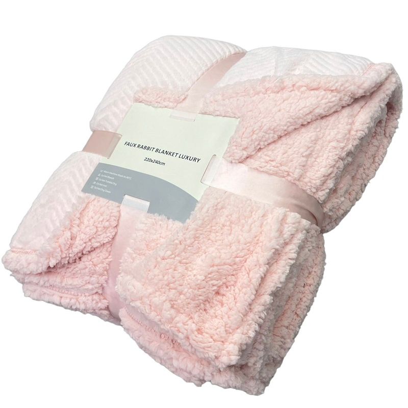 Κουβέρτα Υπέρδιπλη Velour-Sherpa 3kg DES 01 Ροζ