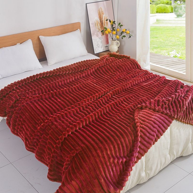 Κουβέρτα Μονή Fleece Ριγε 04 Βυσσινί - Home Classic