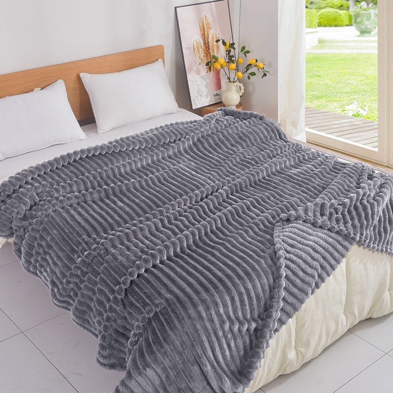 Κουβέρτα Μονή Fleece Ριγε 05 Σκούρο Γκρι - Home Classic
