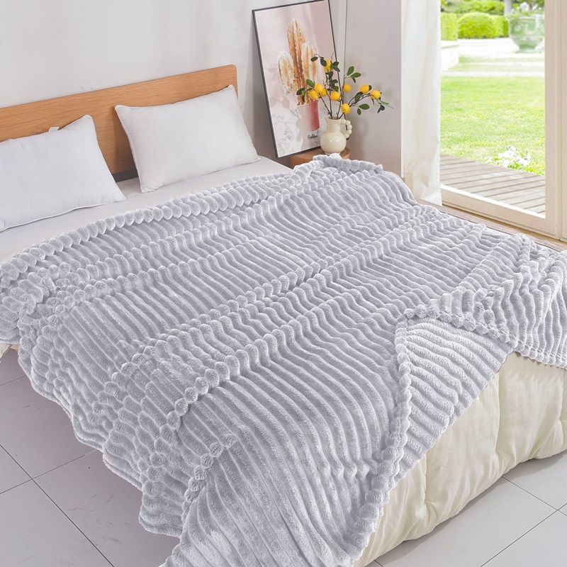 Κουβέρτα Μονή Fleece Ριγε 06 Ανοιχτό Γκρι - Home Classic