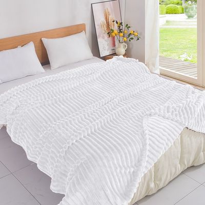 Κουβέρτα Μονή Fleece Ριγε 10 Λευκό - Home Classic