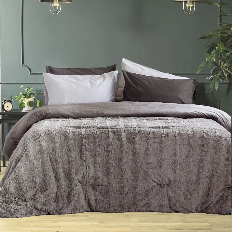 Κουβερτο-Πάπλωμα Μονό Velure Cigar Beige - Nima Home
