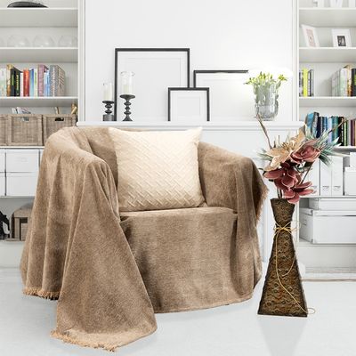 Ριχτάρι Chenille Τριθέσιο 7004 Μπεζ - Ilis Home