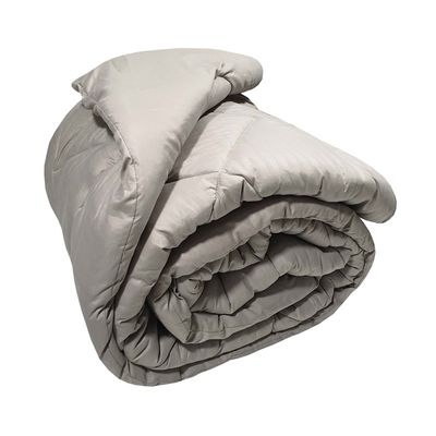 Πάπλωμα Υπέρδιπλό Stripe Μικροϊνών Beige Satin Stripe - Beige Plain - Komvos