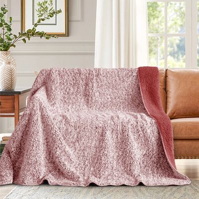 Κουβέρτα Velour Fleece-Sherpa BY160 Μονή Κόκκινη - Home Classic