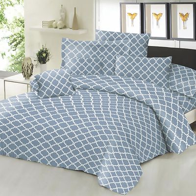 Σεντόνι Διπλό με Λάστιχο Cotton Line 150Χ200+22 εκ. Montana Sky Gray - Komvos