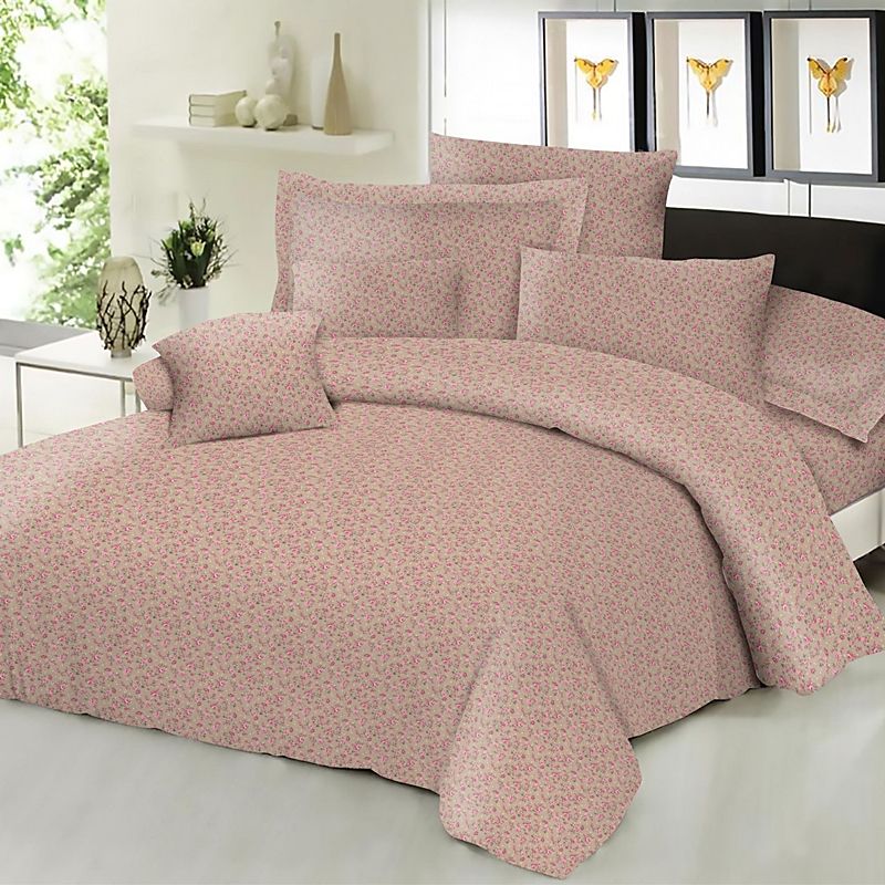 Σεντόνι Διπλό με Λάστιχο Cotton Line 150Χ200+22 εκ. Little Rose Beige - Komvos