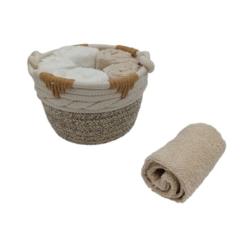 Σετ Λαβέτες &amp; Υφαντό Καλάθι 6 τεμ. 23910G-2 - Ilis Home