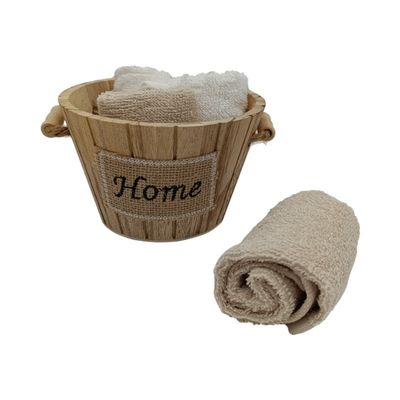 Σετ Λαβέτες &amp; Ξύλινο Καλάθι 4 τεμ. 23948G-2 - Ilis Home