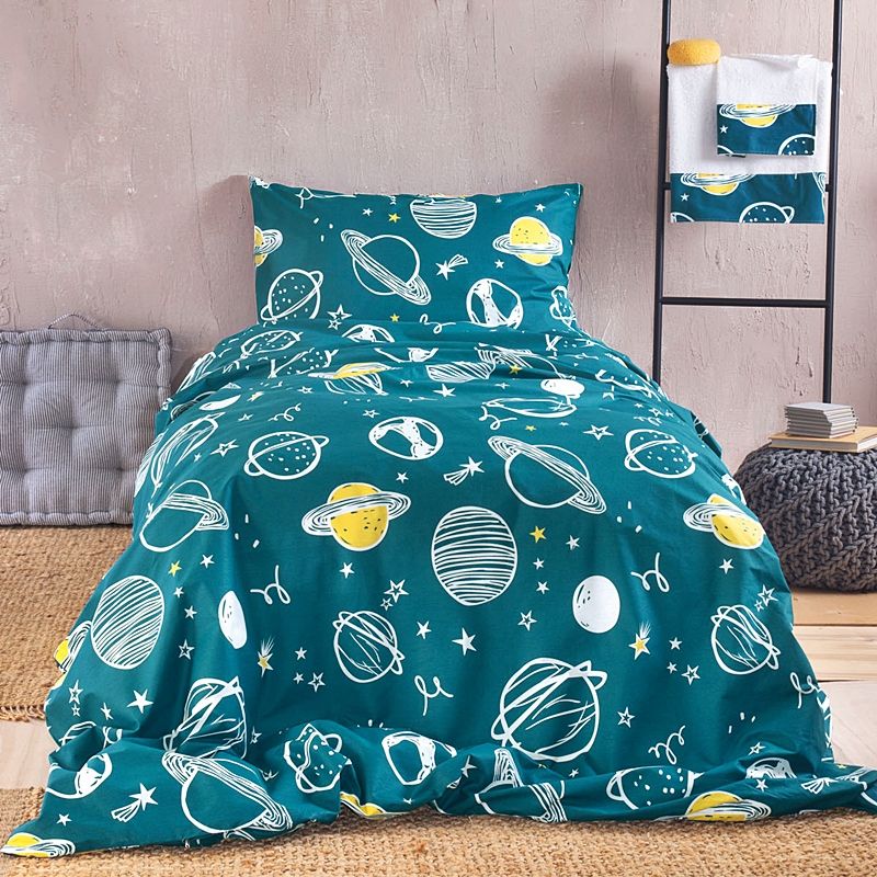 Σετ Κουβερλί Μονό Saturn Πετρόλ - Rythmos