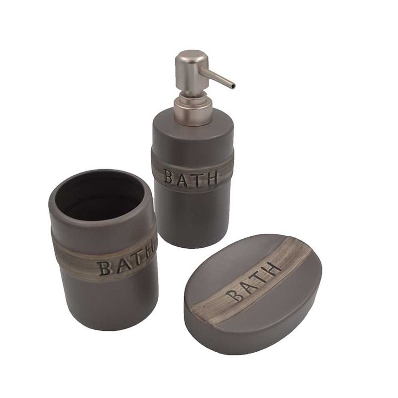 Σετ 3 τεμ. Dispenser &quot;Bath&quot; Ε-3982 Γκρι Ανοιχτό  - Sidirela
