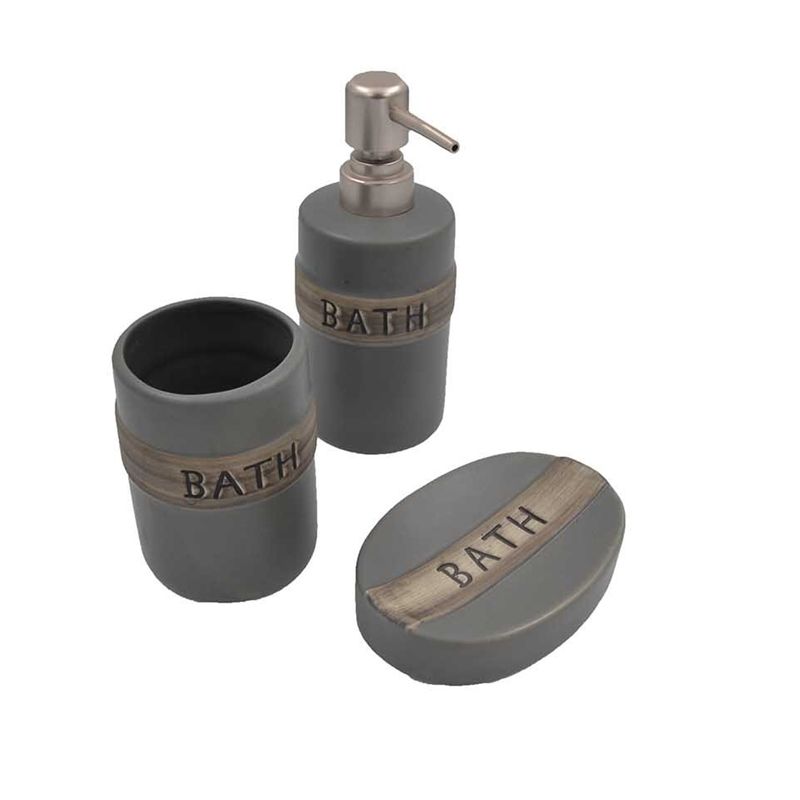 Σετ 3 τεμ. Dispenser &quot;Bath&quot; Ε-3982 Γκρι Σκούρο  - Sidirela