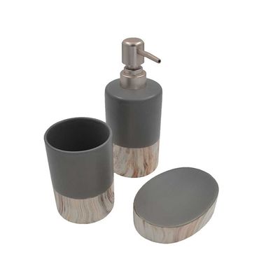 Σετ 3 τεμ. Dispenser &quot;Μάρμαρο&quot; Ε-3984 Γκρι Ανοιχτό  - Sidirela