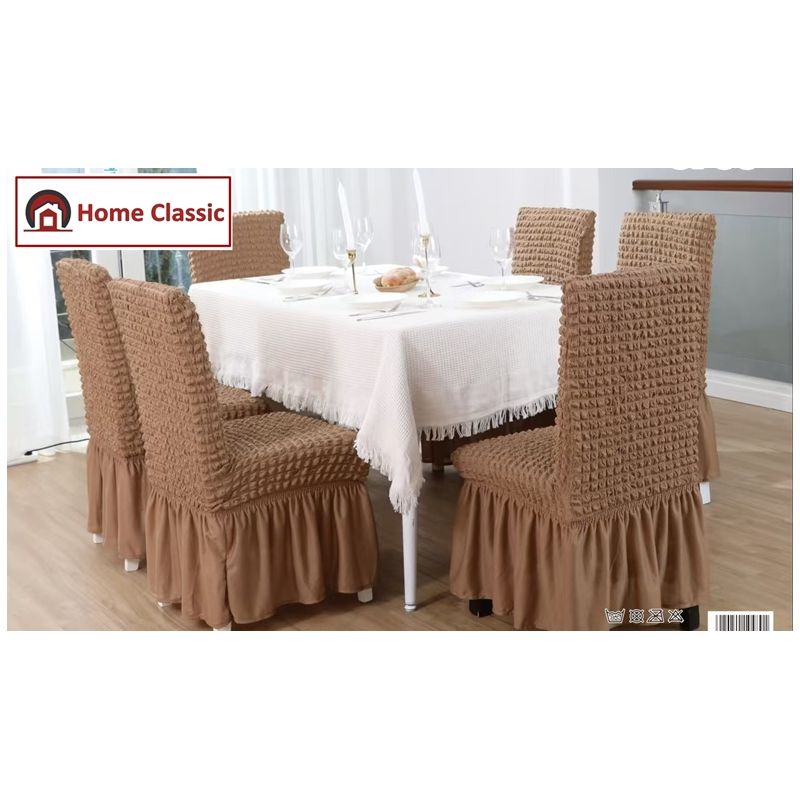 Σετ 6 τεμ Κάλυμμα Καρέκλας Ελαστικό PP6 Μπεζ - Home Classic