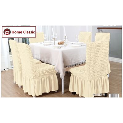 Σετ 6 τεμ Κάλυμμα Καρέκλας Ελαστικό PP6 Εκρού - Home Classic