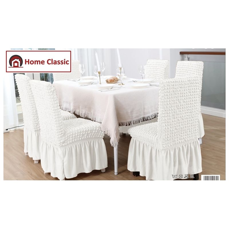 Σετ 6 τεμ Κάλυμμα Καρέκλας Ελαστικό PP6 Λευκό - Home Classic