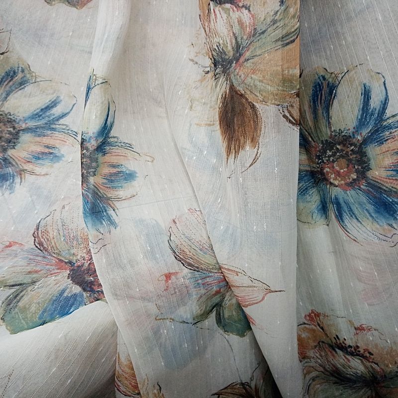 Κουρτίνα με Τρέσα 270Χ280 εκ. Γάζα Τυπωτή 0744-7 Μπλε