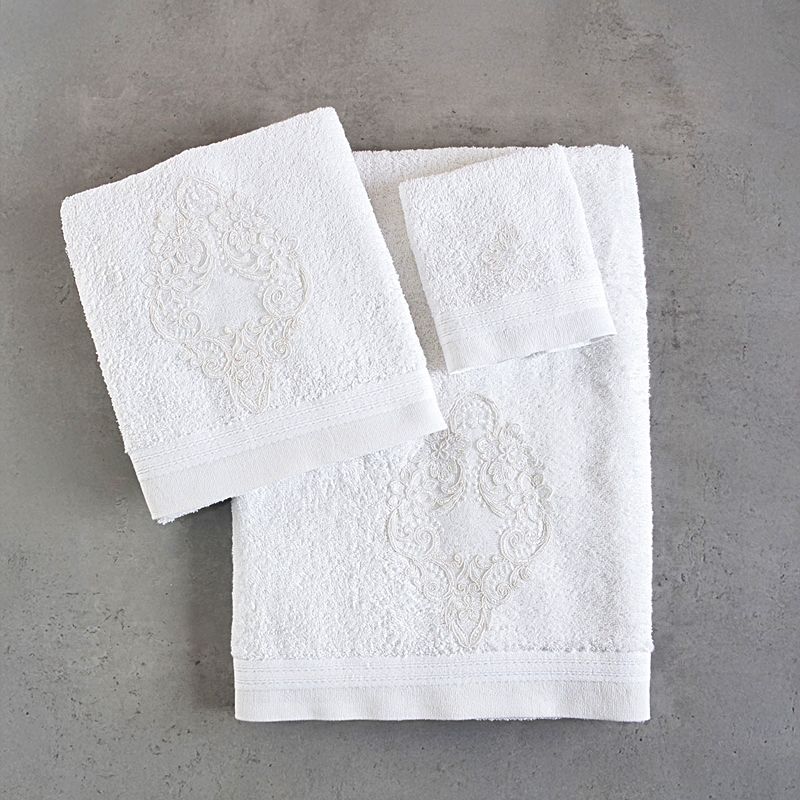 Σετ 3 τεμ. Πετσέτες Μοτίφ-Δαντέλα Cybele Λευκό - Rythmos