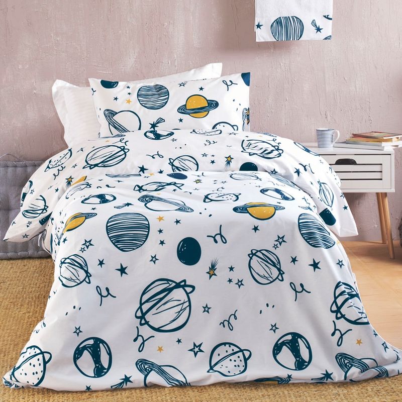 Σετ Πάπλωμα Μονό Saturn Λευκό - Rythmos