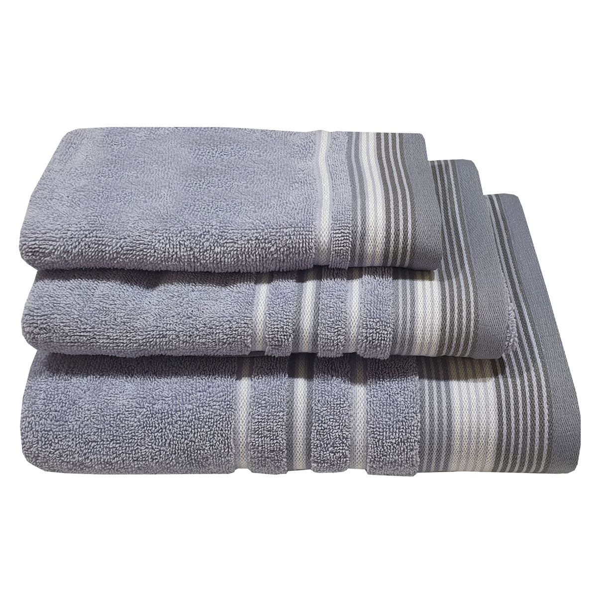 Σετ 3 τεμ. Πετσέτες Satin Stripe Λεβάντα - Komvos