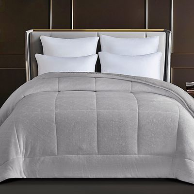 Κουβερτοπάπλωμα Υπέρδιπλο Dalia Light Gray Flannel-Sherpa - Sunshine