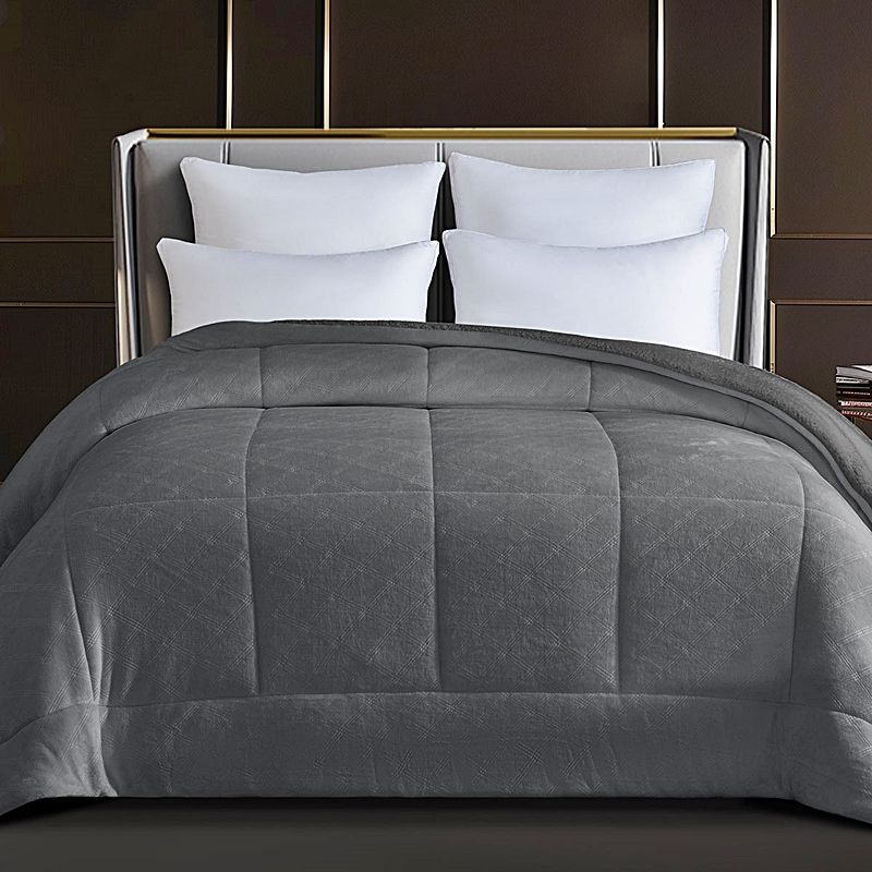 Κουβερτοπάπλωμα Υπέρδιπλο Dalia Anthracites Flannel-Sherpa - Sunshine