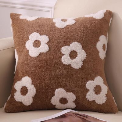 Μαξιλαροθήκη Φιγούρας Chenille Ζακάρ Floral Καφέ