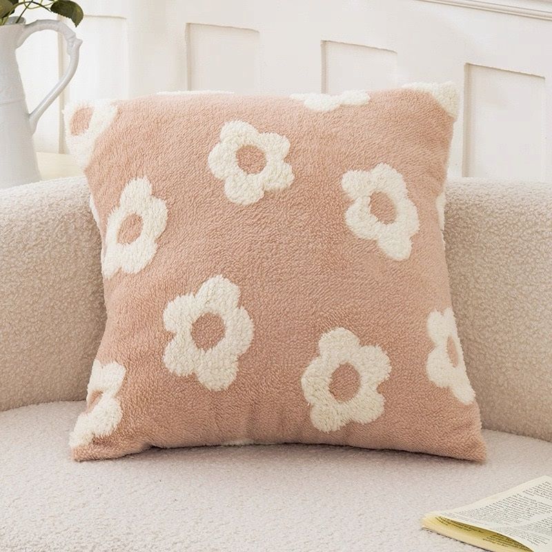 Μαξιλαροθήκη Φιγούρας Chenille Ζακάρ Floral Μπεζ