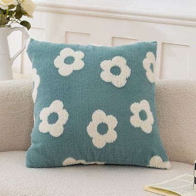 Μαξιλαροθήκη Φιγούρας Chenille Ζακάρ Floral Πετρόλ